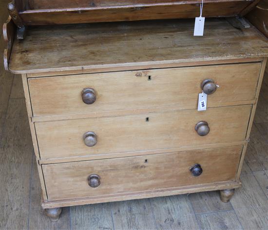 A Victorian stripped pine chest of drawers W.99cm